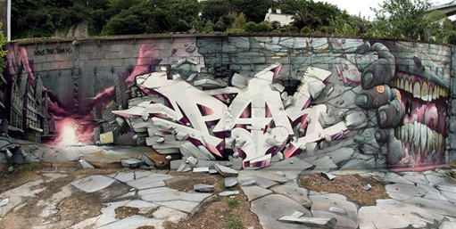 Bom.K X Pakone X Wen2 in Brest, France.  Photo: Kevin Perro