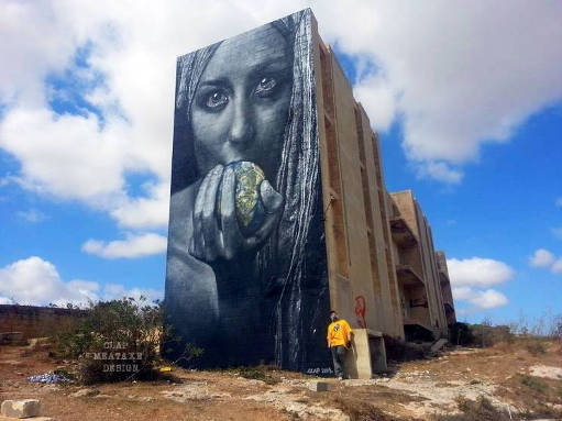 Artwork: CLAP - Meataxe Design. Sliema Street Art Festival, Malta